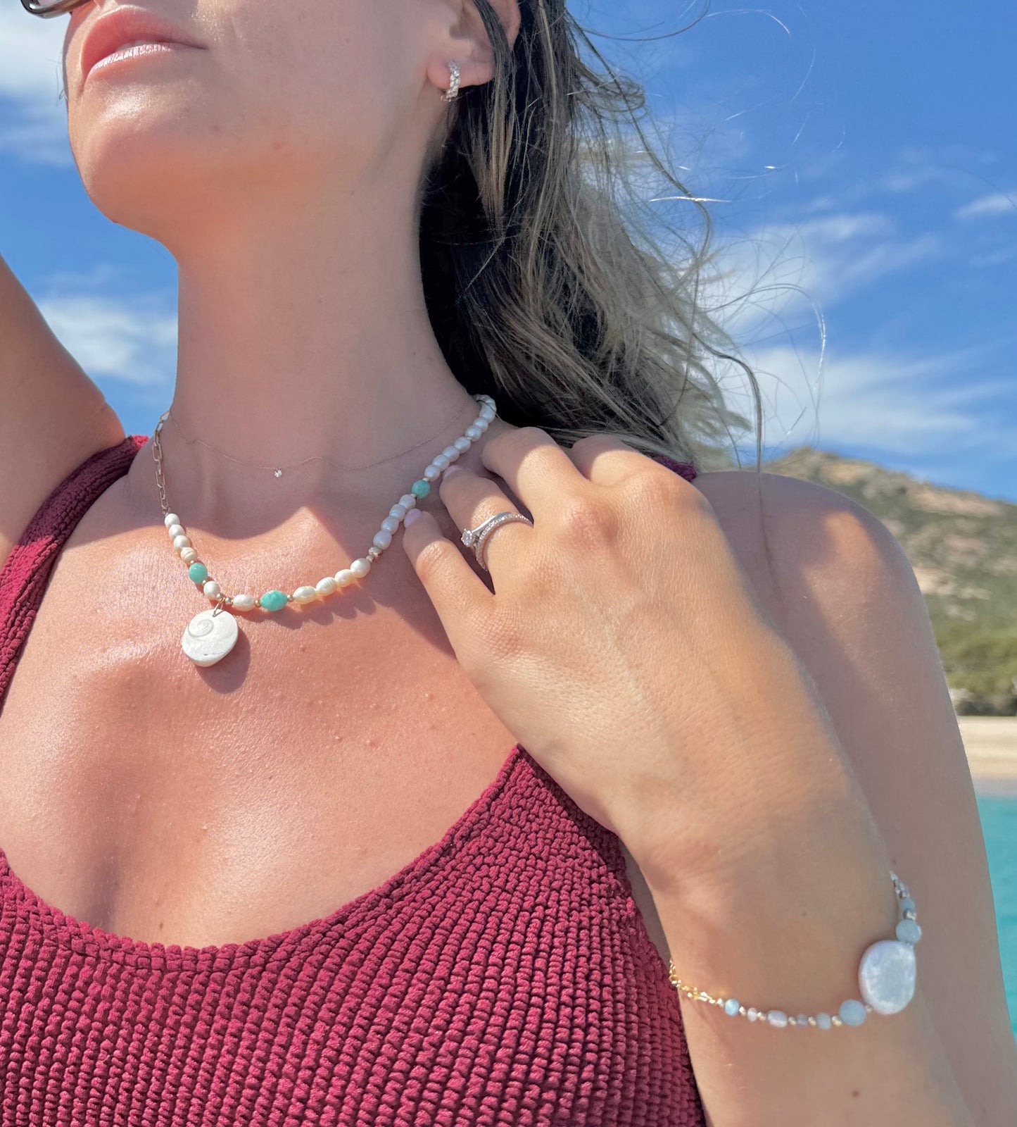 Collier Oeil de Sainte Lucie sur chaîne en or laminé - Amazonite - MTFORJEL