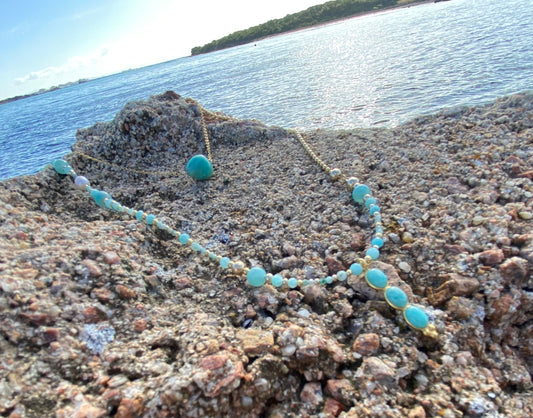 Collier TRIBALI Multirang Vert pâle - Amazonite