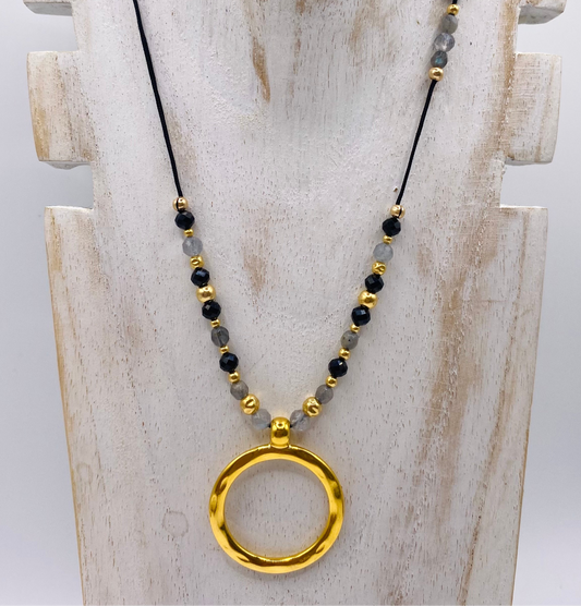 Collier INFINITA Noir - Agate et onix