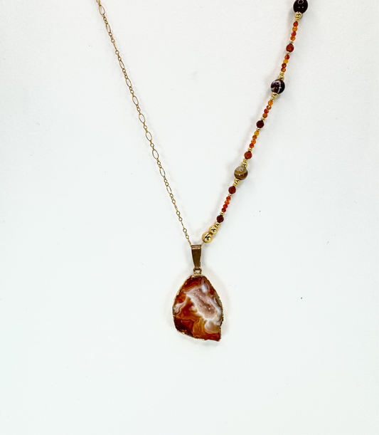 Collier FETTA DI VITA Brun orangé - Agate et Cornaline - MTFORJEL