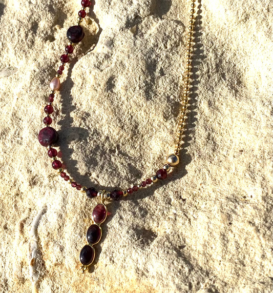 Collier TRIBALI Rouge sanguin - Grenat