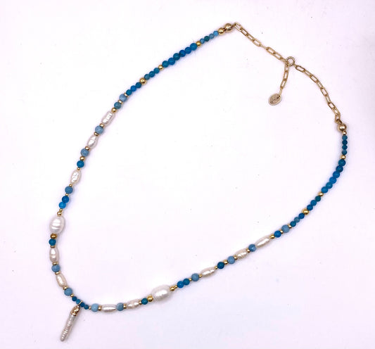 Collier LARMADIMARE Bleu - Keshi et Apatite