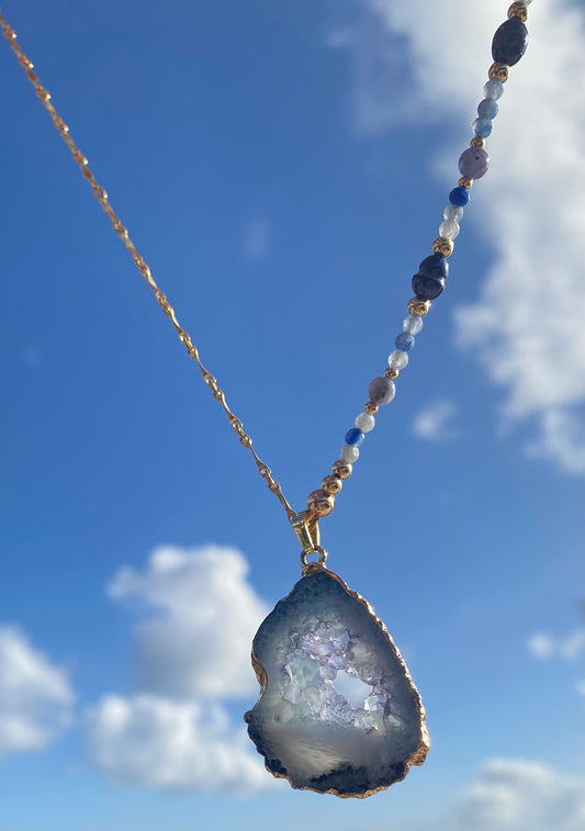 Collier FETTA DI VITA Bleu gris - Agate et Aigue marine