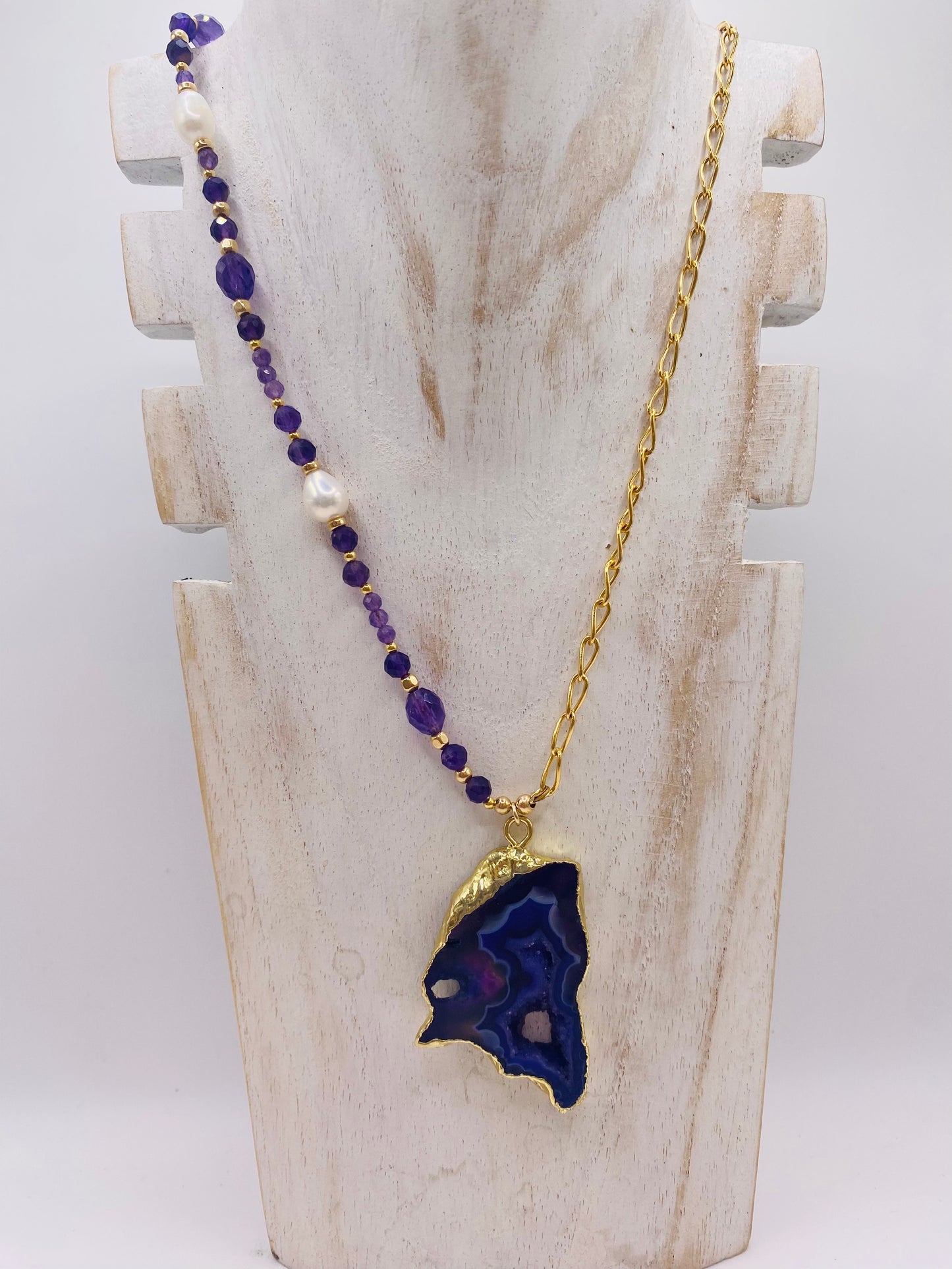 Collier FETTA DI VITA Violet - Agate et Améthyste