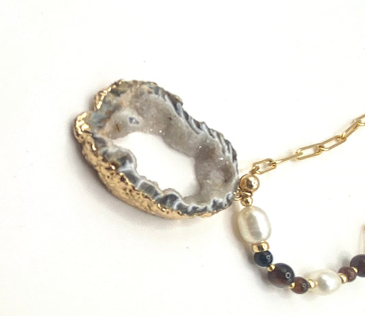 Collier FETTA DI VITA Gris brun - Agate et Onix