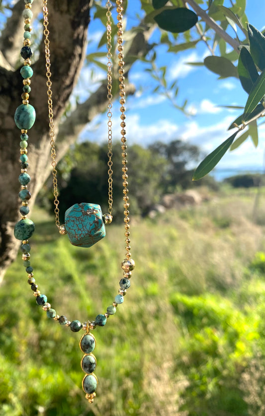 Collier TRIBALI Multirang - Turquoise