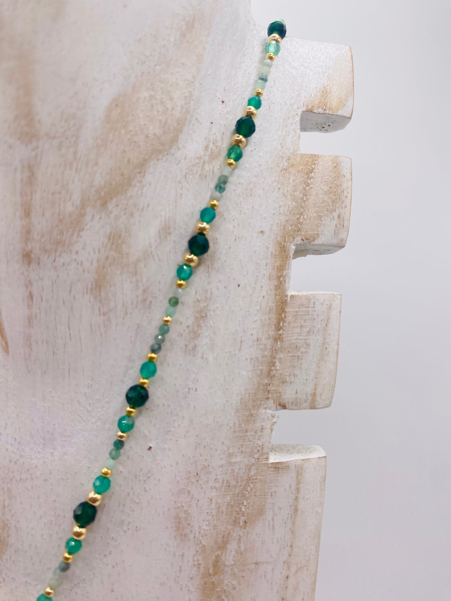 Collier FETTA DI VITA Vert - Agate, Jade, Amazonite et Onix