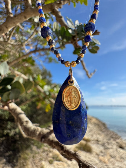 Collier FERVORE double rang n°6 Bleu - Lapis lazuli