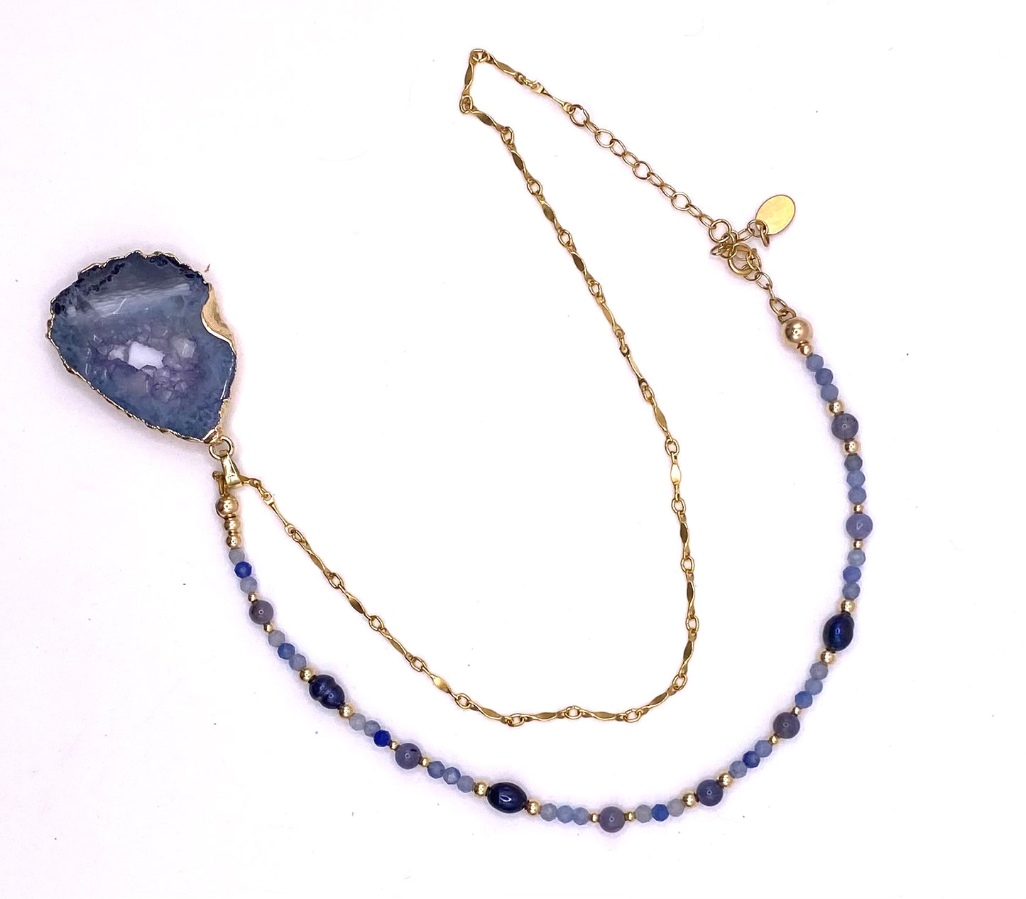 Collier FETTA DI VITA Bleu gris - Agate et Aigue marine