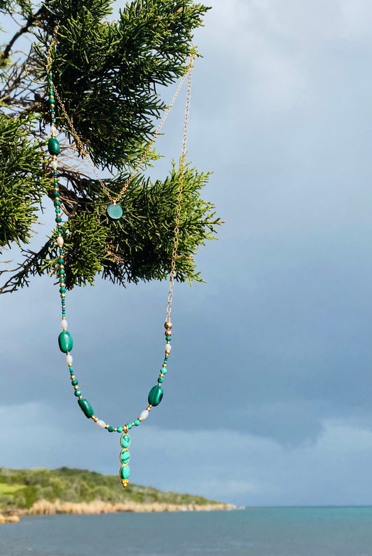 Collier TRIBALI Multirang Vert - Malachite