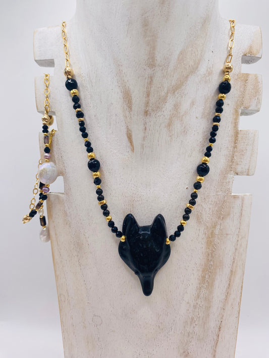 Collier ANIMALUPA Noir - Obsidienne