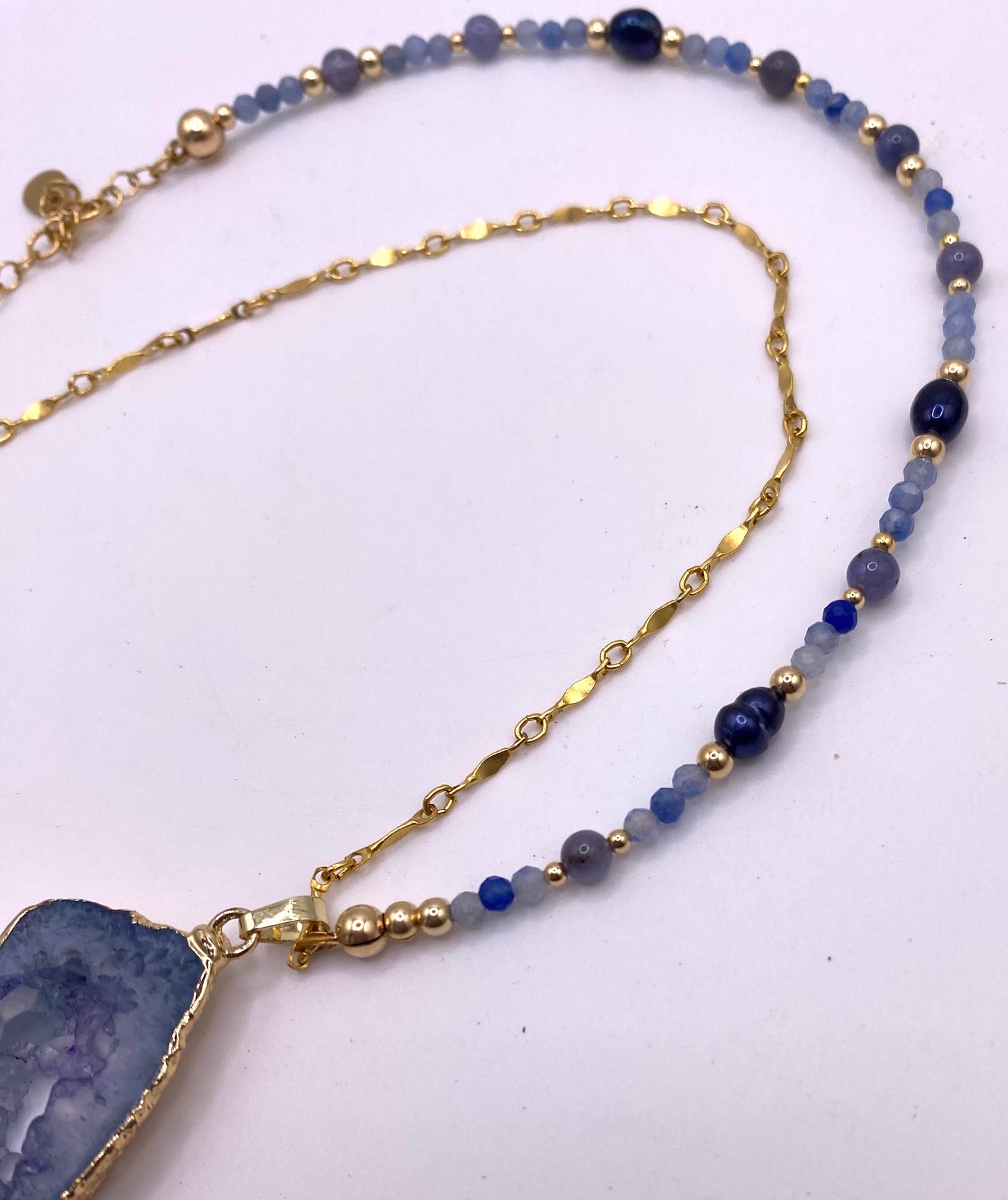 Collier FETTA DI VITA Bleu gris - Agate et Aigue marine