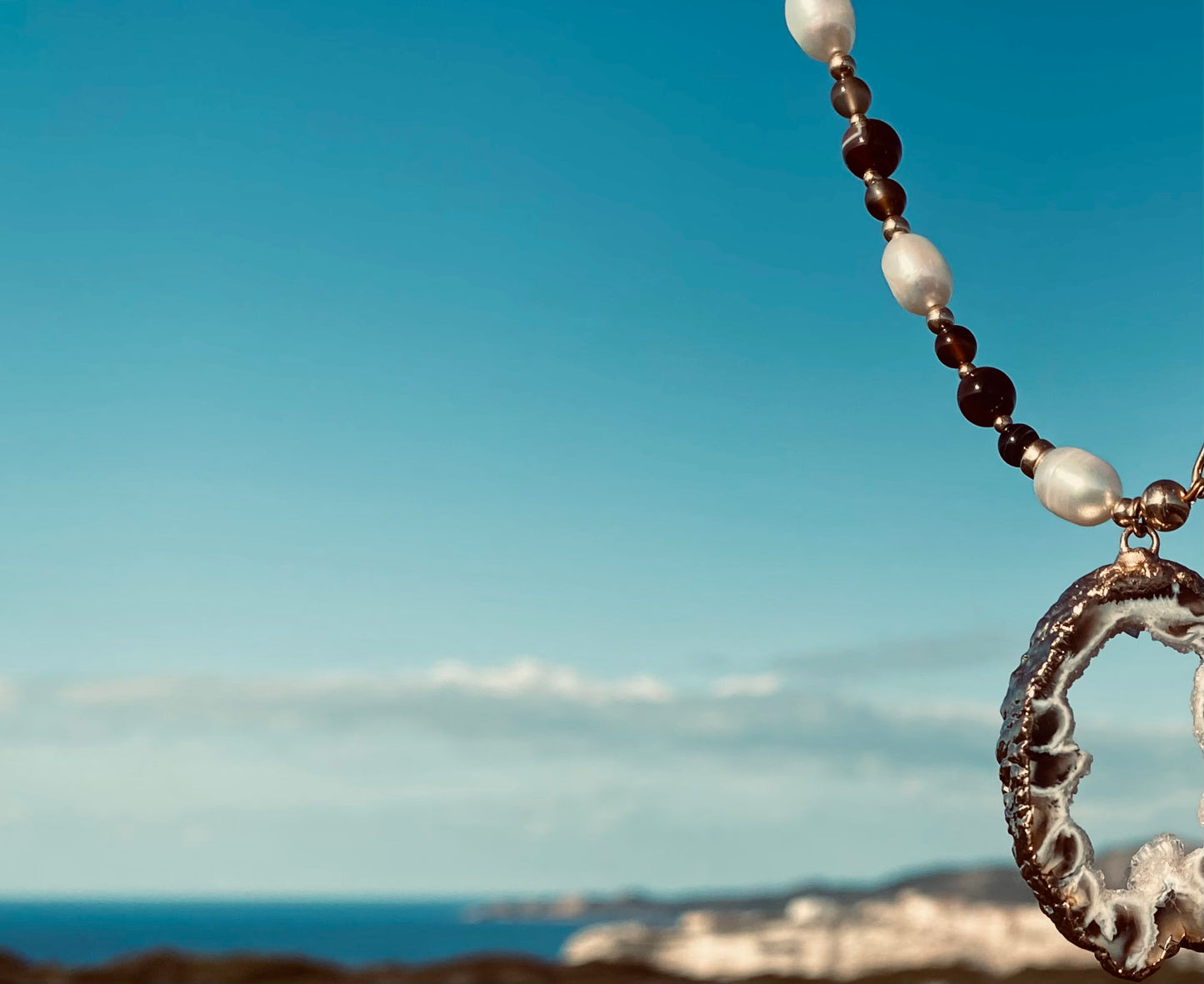 Collier FETTA DI VITA Gris brun - Agate et Onix