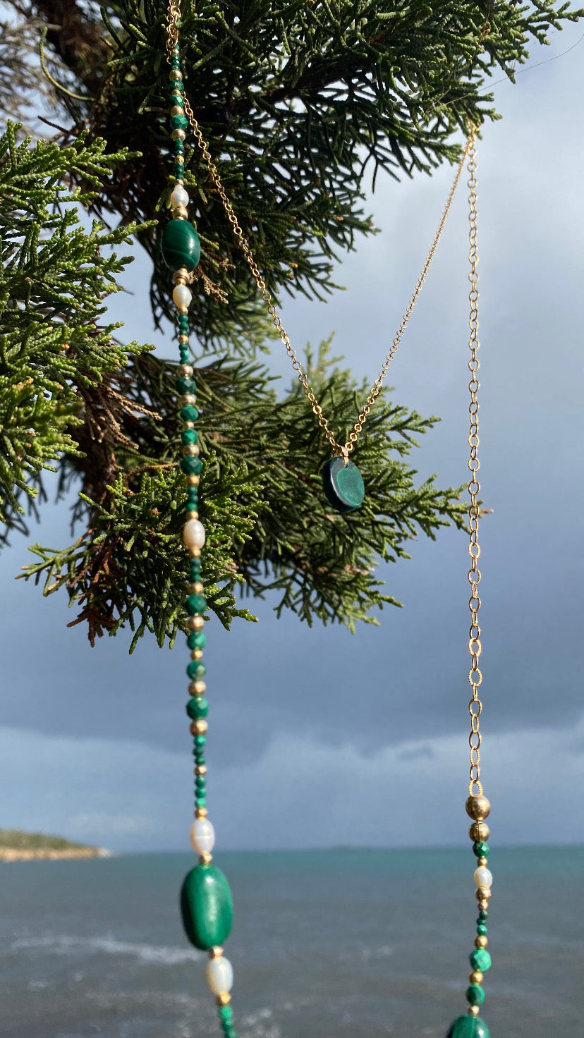 Collier TRIBALI Multirang Vert - Malachite